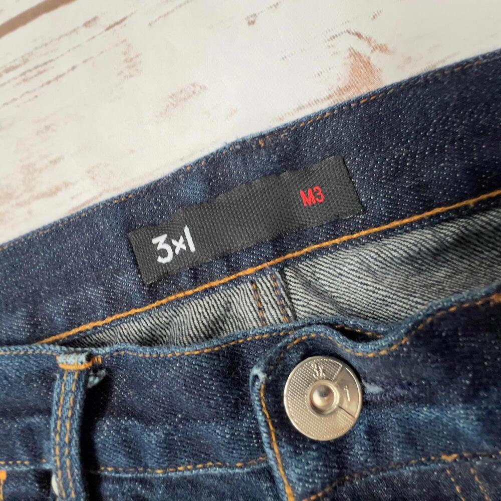 3x1 Dark Blue Cotton Straight Leg Denim Jeans with Button Fly - Size‎ 33 Waist - Picture 3 of 9